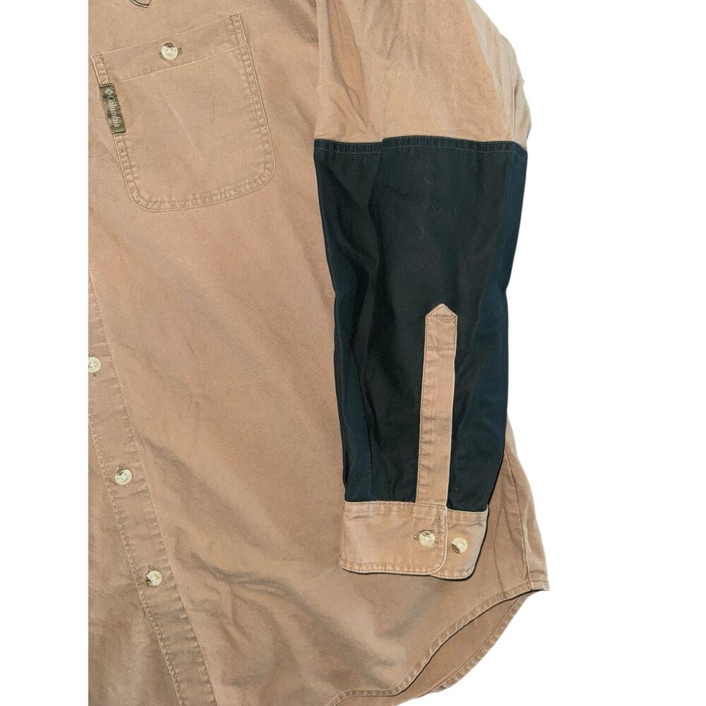 Columbia Gilchrist Club Hunting Shirt XL Tan Black Cotton Quilted Shoulder Patch - Picture 5 of 12